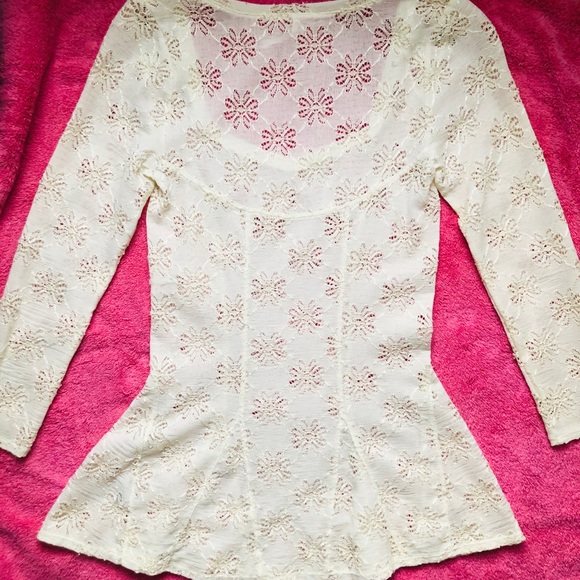 Free People | 3/4 Sleeve | Eyelet | Peplum Blouse - Picture 2 of 3